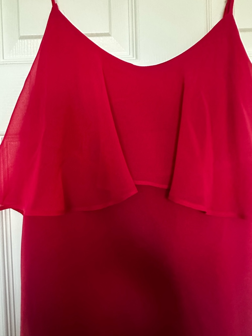 Women’s Hot Pink Sleeveless Ruffle Slip Dress